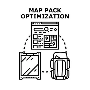Map pack optimization concept planning journey direction Stock Illustration