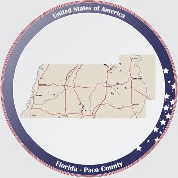 Map of Paco County in Florida 스톡 일러스트