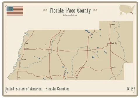 Map of Paco County in Florida 스톡 일러스트