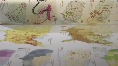 Map: pages different countries in atlas Stock Footage 1105141