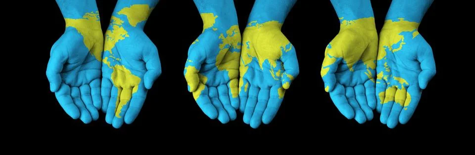 Map painted on hands Stock Illustration