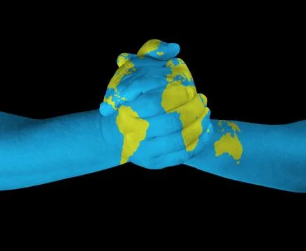 Map painted on hands Stock Photos