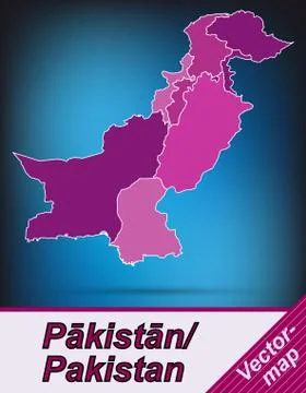 Map of pakistan with borders in violet Ilustración de archivo