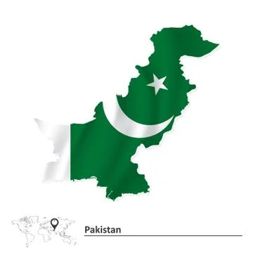 Map of Pakistan with flag Illustrazione stock