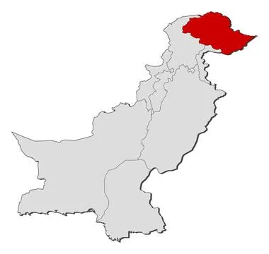 Map of Pakistan, Gilgit-Baltistan highlighted Political map of Pakistan wi... 库存照片
