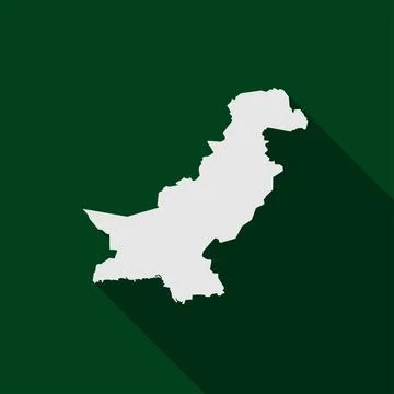 Map of Pakistan on green Background with long shadow Stock Illustration