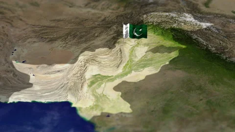 Map of Pakistan with Pakistani flag Stock Footage 231399202