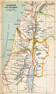 Map Of Palestine As Described In The New Testament. From The Book Atlas Of An Stock Photos