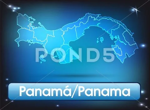 Map of panama with borders with bright colors Illustration #37871084