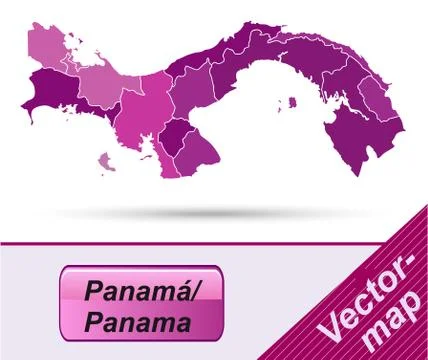 Map of panama with borders in violet Stock Illustration