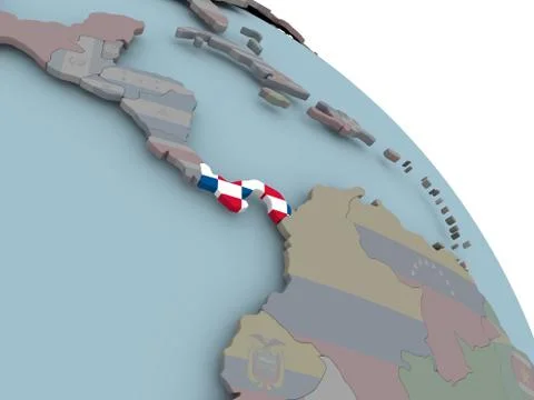 Map of Panama with flag Stock Illustration