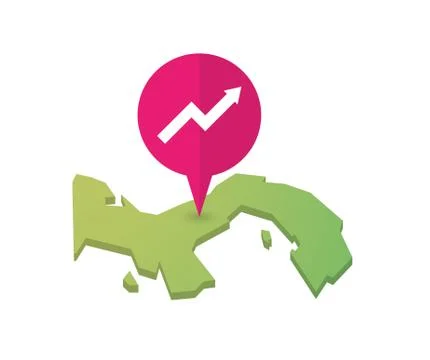 Map of Panama with a map marker and a graph Illustrazione stock