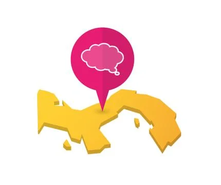 Map of Panama with a map marker and a comic cloud balloon Stock Illustration