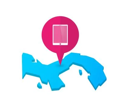 Map of Panama with a map marker and a tablet computer Ilustración de archivo