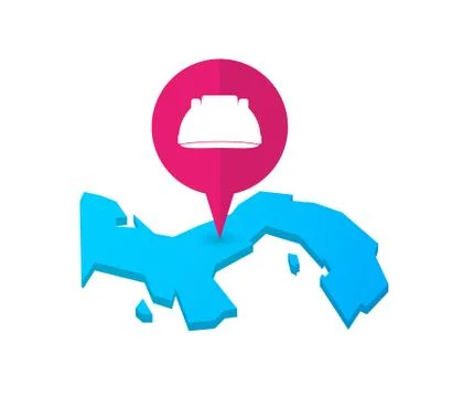 Map of Panama with a map marker and a work helmet Stock Illustration