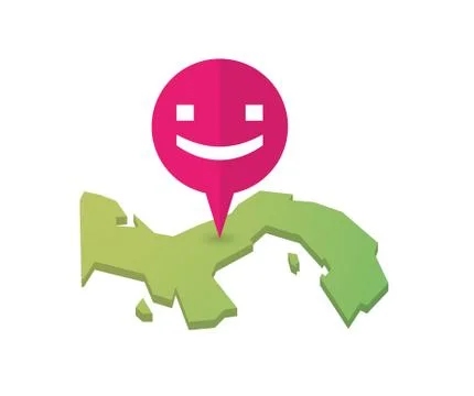 Map of Panama with a map marker and a smile text face Stock Illustration