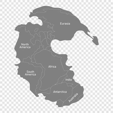 Map of Pangaea with borders of continents Illustrazione stock