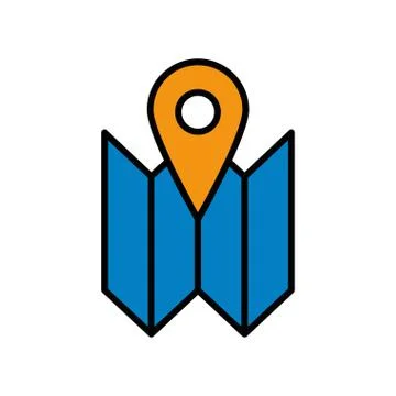 Map paper with pin pointer location Illustrazione stock