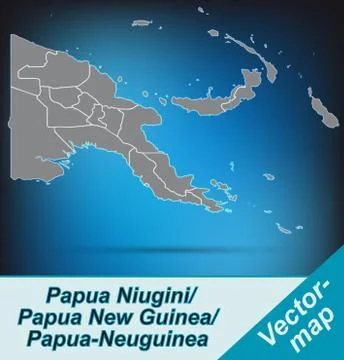 Map of papua new guinea with borders in bright gray Stock Illustration