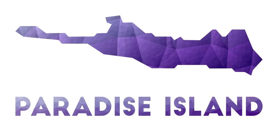 Map of Paradise Island. Low poly illustration of the island. Purple geometr.. Stock-Illustration