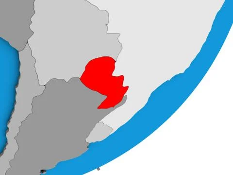 Map of Paraguay on 3D globe Illustrazione stock