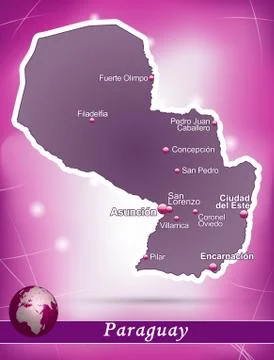 Map of paraguay with abstract background in violet イラスト素材