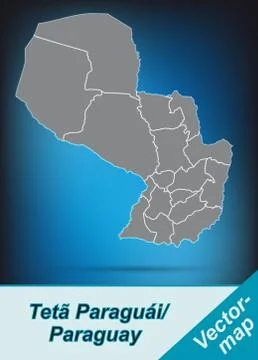 Map of paraguay with borders in bright gray 库存插图