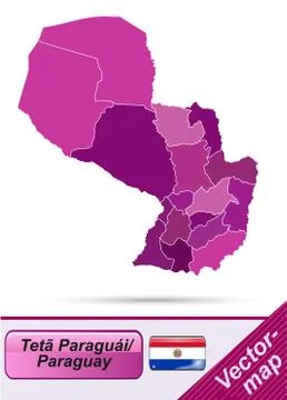 Map of paraguay with borders in violet イラスト素材