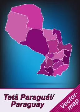 Map of paraguay with borders in violet Stock Illustration