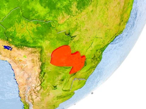 Map of Paraguay on Earth Stock Illustration