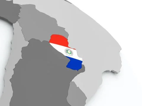 Map of Paraguay with flag on globe 库存插图