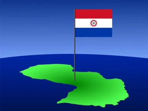 Map of paraguay with flag Stock Illustration