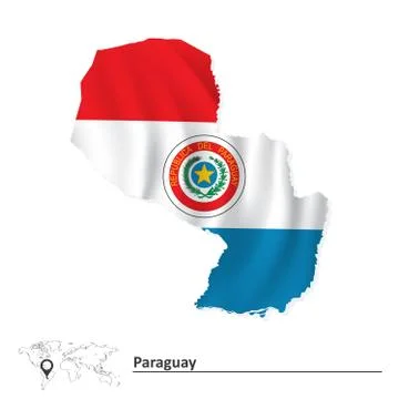 Map of Paraguay with flag 스톡 일러스트