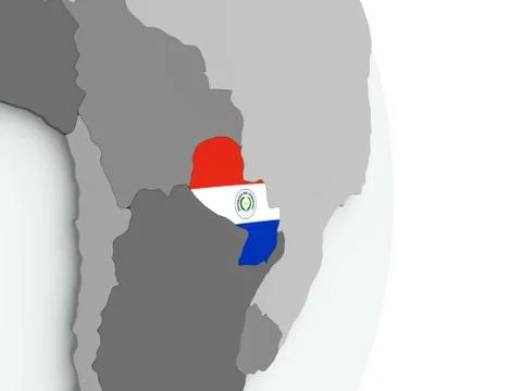 Map of Paraguay with flag 库存插图