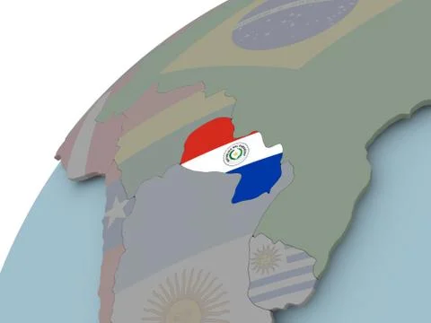 Map of Paraguay with flag 库存插图