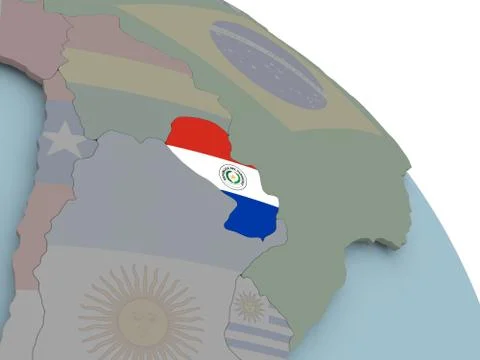 Map of Paraguay with flag イラスト素材