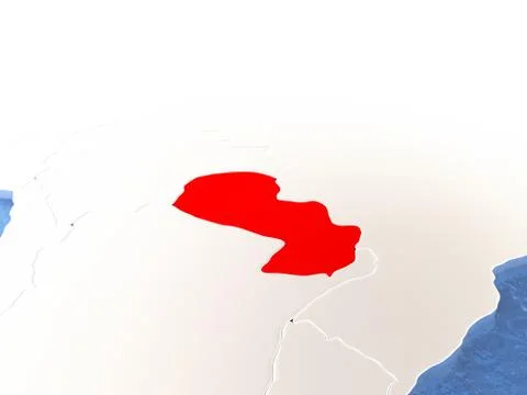 Map of Paraguay on globe Illustrazione stock