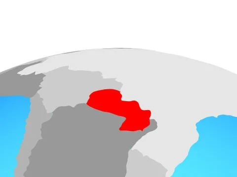 Map of Paraguay on globe Illustrazione stock