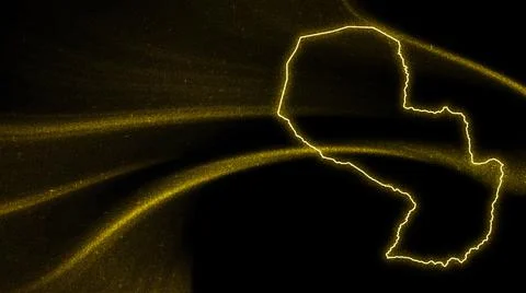 Map of Paraguay, Gold glitter map 库存插图