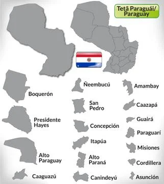 Map of paraguay Ilustración de archivo