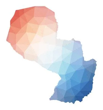 Map of Paraguay. Low poly illustration of the country. Geometric design wit.. イラスト素材