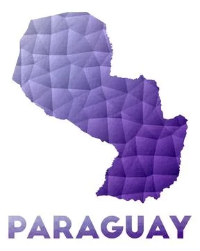 Map of Paraguay. Low poly illustration of the country. Purple geometric des.. イラスト素材