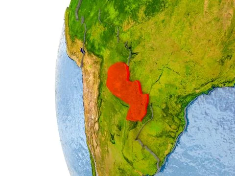 Map of Paraguay on model of globe Fotos de archivo