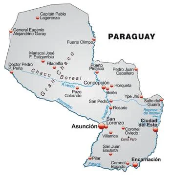 Map of paraguay as an overview map in gray Illustrazione stock