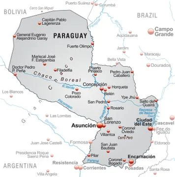 Map of paraguay as an overview map in gray イラスト素材