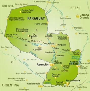 Map of paraguay as an overview map in green Stock Illustration