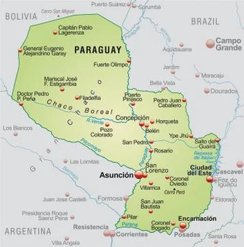 Map of paraguay as an overview map in pastel green Stock Illustration