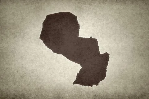Map of Paraguay on a paper Ilustração Stock