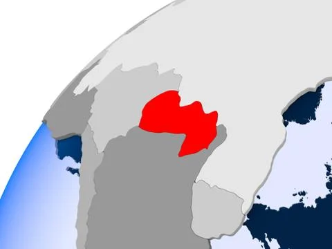 Map of Paraguay in red 库存插图