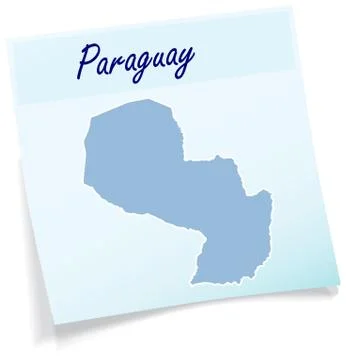 Map of paraguay as sticky note Stock Illustration